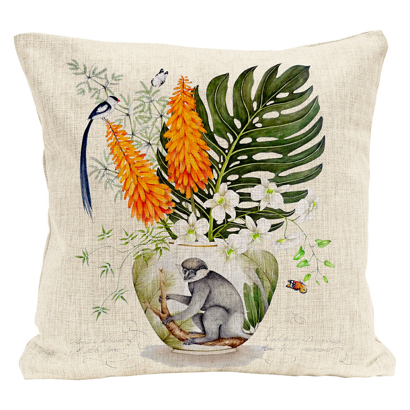 Декоративная подушка Little Monkey Pillow Мульти Бежевый Декоративная подушка Little Monkey Pillow Мульти Бежевый в Омске | Loft Concept