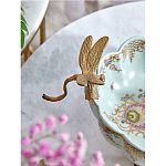 Чаша из голубого фарфора на бронзовых ножках с рисунком цветов и фигурками стрекоз Blue Garden варинант исполнения - 5 | Loft Concept в Омске