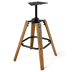 Барный стул со спинкой и металлической подставкой на 4-х деревянных ножках Бежевый Велюр Vendramin Chair варинант исполнения - 8 | Loft Concept в Омске