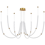 Люстра подвесная с 6-ю изогнутыми плафонами и белыми декоративными шариками PEARLS Suspension варинант исполнения - 1 | Loft Concept в Омске