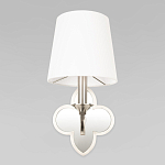 Бра с белым текстильным абажуром и декоративным основанием в виде четырехлистника с зеркальной вставкой Vitorino варинант исполнения - 22 | Loft Concept в Омске