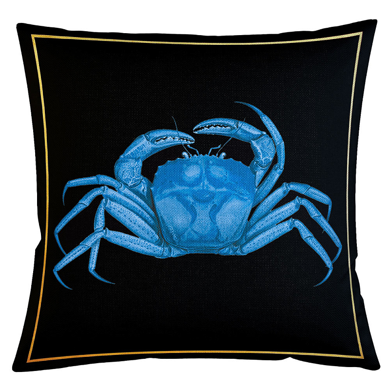 Декоративная подушка Blue Crab Бежевый Черный Морская синь Декоративная подушка Blue Crab Бежевый Черный Морская синь в Омске | Loft Concept