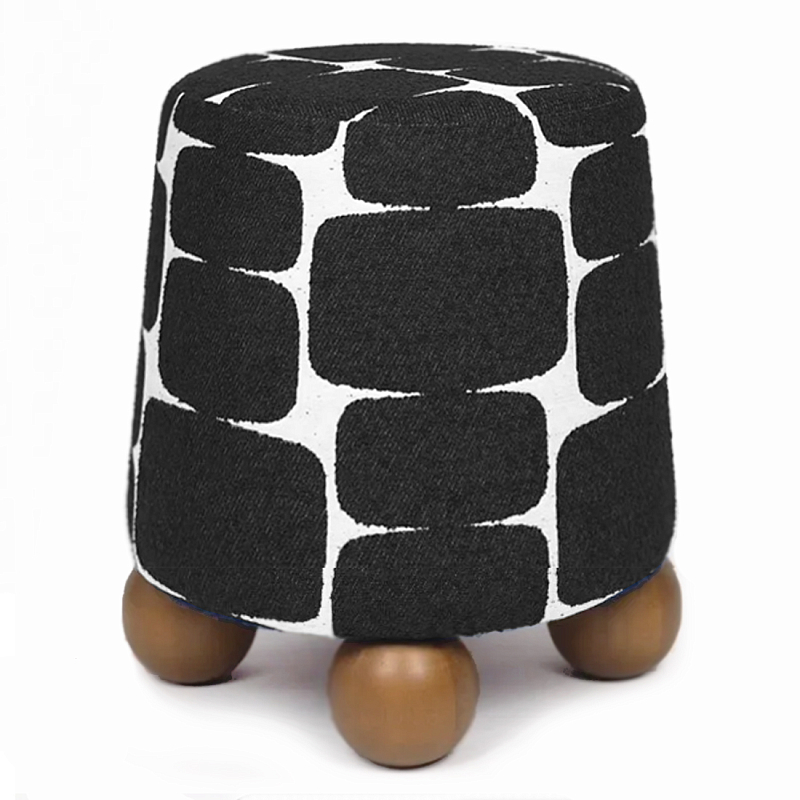 Пуф Wakonda Черно-Белый с круглыми ножками Белый Черный Коричневый в Омске | Loft Concept 
