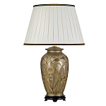 Настольная лампа восточная с основанием из керамики серебряная с цветочным и лиственным декором и белым плиссированным абажуром Elstead Lighting варинант исполнения - 1 | Loft Concept в Омске