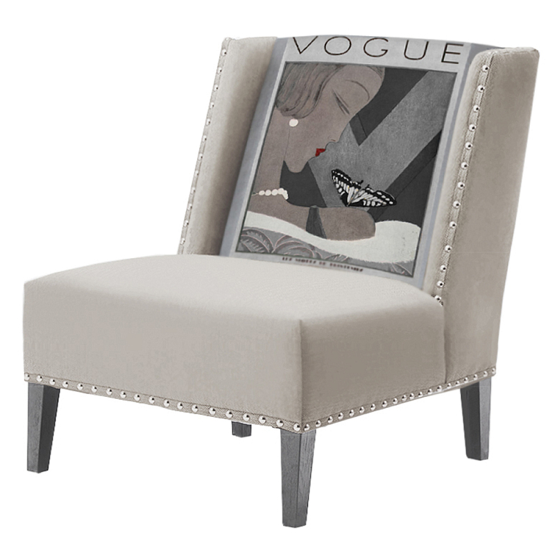 FUN Armchair  Vogui II Beige Дизайнерское кресло с цветным принтом Бежево-серый в Омске | Loft Concept 