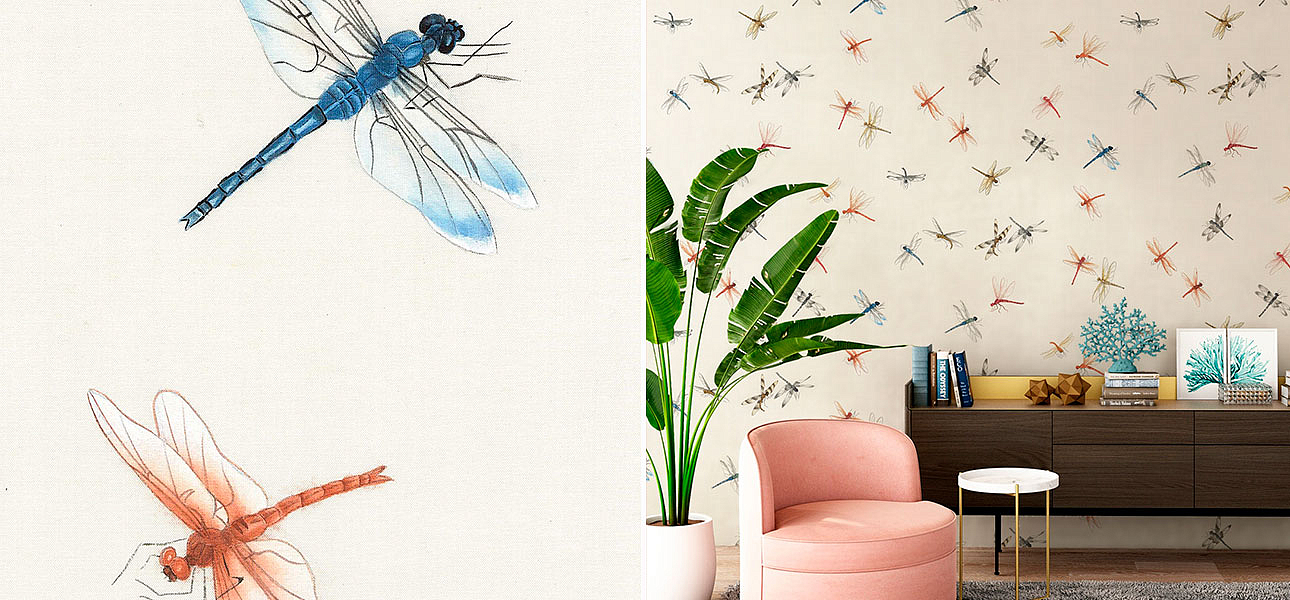 Обои ручная роспись Dragonflies Обои ручная роспись Dragonflies - Loft-Concept в Омске