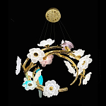 Люстра круглая на золотом каркасе с птичками и цветочным декором Miscellaneous herbs варинант исполнения - 8 | Loft Concept в Омске