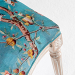 Стул из массива бука бирюзовый с изображением птиц и цветов Turquoise Beige Chinoiserie Peach Garden Chair варинант исполнения - 4 | Loft Concept в Омске
