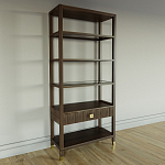 Стеллаж Elsa Dreams Walnut со стеклянными полками и ящиком варинант исполнения - 1 | Loft Concept в Омске