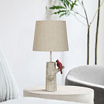 Настольная лампа с тканевым абажуром и основанием в виде птицы на дереве Simurq варинант исполнения - 3 | Loft Concept в Омске