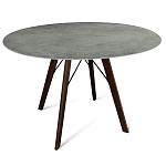 Стол обеденный с серой овальной столешницей из керамики на четырех деревянных ножках Gray Ceramics варинант исполнения - 1 | Loft Concept в Омске