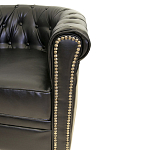 Кресло кожаное с мягкими подлокотниками на 4-х деревянных ножках Logan Leather Armchair black 2 варинант исполнения - 2 | Loft Concept в Омске