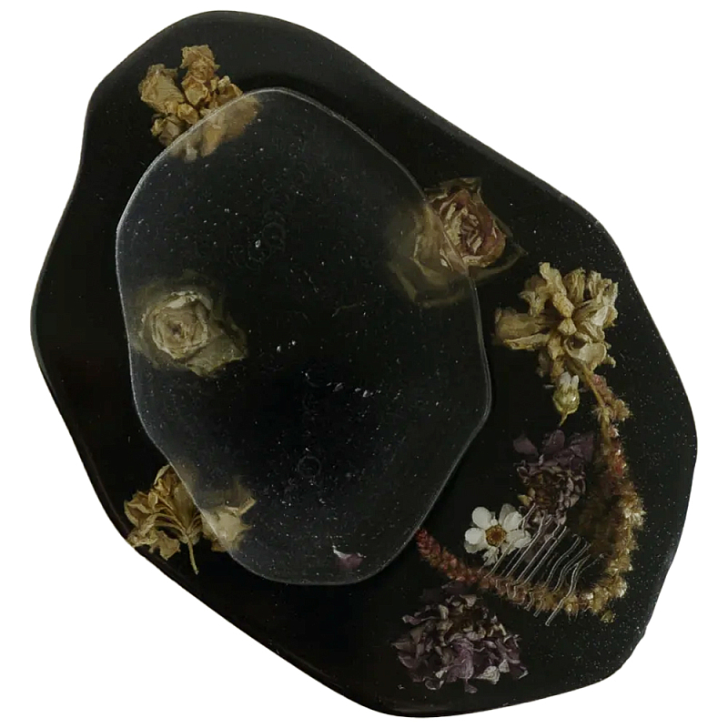 Подставка из эпоксидной смолы с цветами черная Epoxy Resin Flowers Black Черный Подставка из эпоксидной смолы с цветами черная Epoxy Resin Flowers Black Черный в Омске | Loft Concept