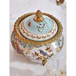 Шкатулка с крышкой из голубого фарфора с риунком птиц и цветов Blue Garden варинант исполнения - 2 | Loft Concept в Омске