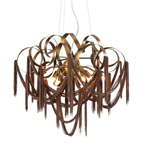Люстра подвесная с переплетенными металлическими лентами и цепочками Atlantis Chain
