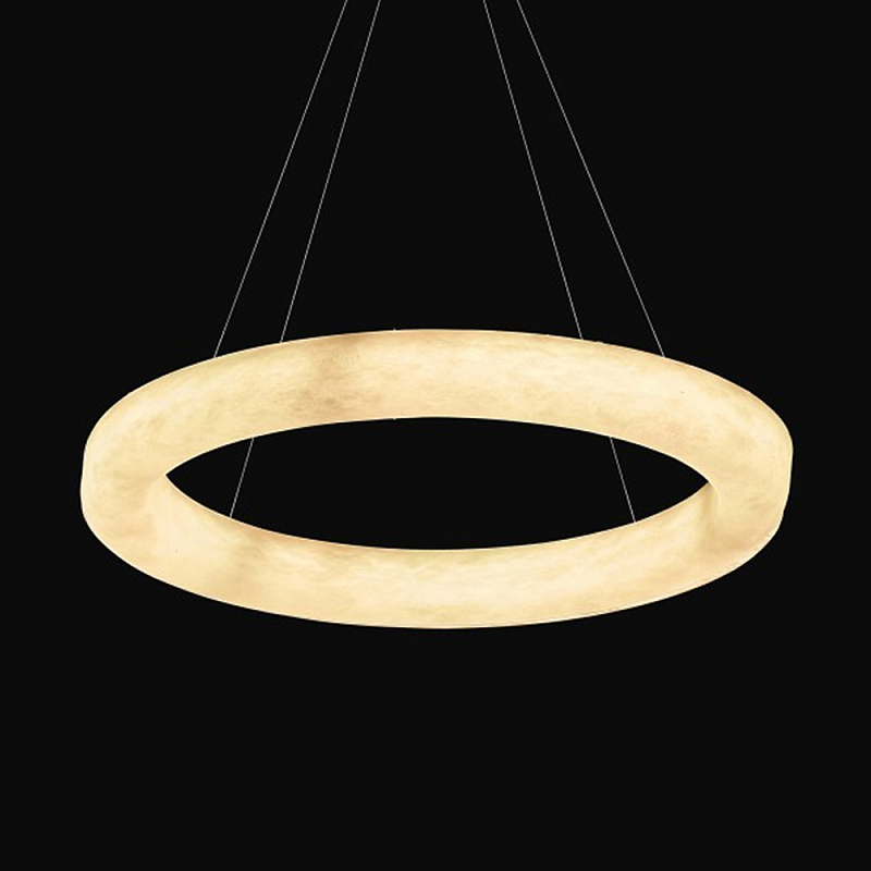 Люстра в виде кольца из натурального камня Minerals of Light Латунь Белый в Омске | Loft Concept 