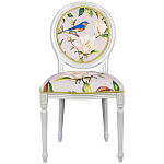 Стул светло-серый из натурального бука с изображением птиц и цветов Blooming Blue Birds варинант исполнения - 1 | Loft Concept в Омске