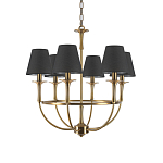 Люстра на металлическом основании бронзового цвета с 6-ю черными конусовидными абажурами Dignity варинант исполнения - 2 | Loft Concept в Омске