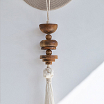 Аксессуар на стену диск с деревянными бусинами Wall Decor Thread Disc  варинант исполнения - 2 | Loft Concept в Омске