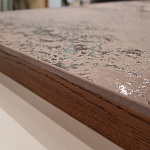 Стол обеденный с коричневой квадратной столешницей из керамики на четырех деревянных ножках Brown Ceramics варинант исполнения - 2 | Loft Concept в Омске