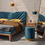 Пуф синий велюр на золотом металлическом основании Golden Belt варинант исполнения - 4 | Loft Concept в Омске