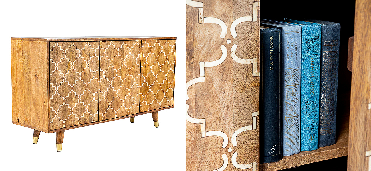 Комод из натурального дерева Bone Inlay 140 см - Loft-Concept в Омске