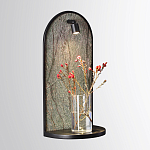 Настенный светильник зеленого цвета с черной рамкой овальной формы с полкой Herbarium  варинант исполнения - 2 | Loft Concept в Омске