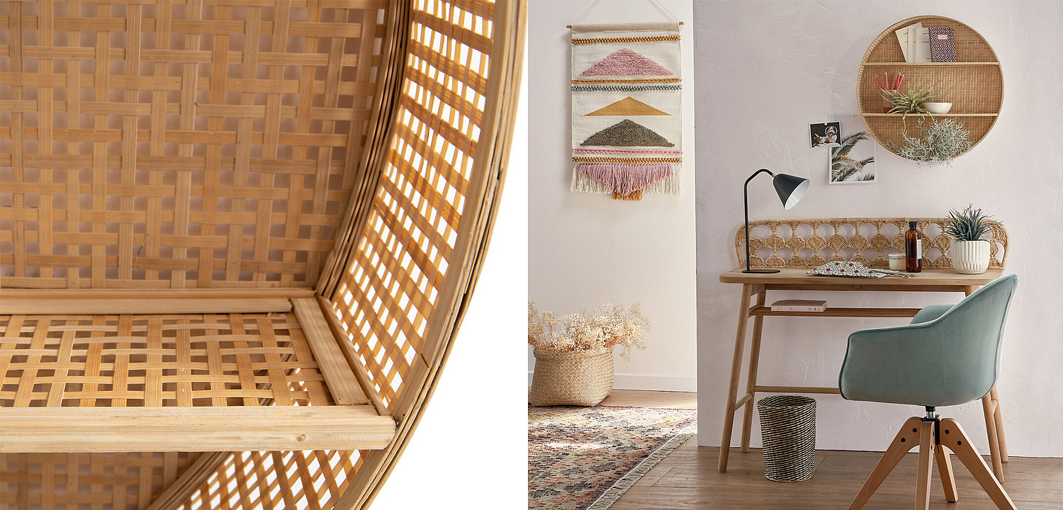 Полка Wicker Bamboo Shelf cells Полка Wicker Bamboo Shelf cells - Loft-Concept в Омске