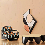 Дизайнерский журнальный стол округлой формы чёрный с золотой столешницей Fufem варинант исполнения - 1 | Loft Concept в Омске