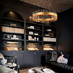 Люстра кольцевая чёрного цвета с вертикальными стеклянными элементами Ring Horizontal варинант исполнения - 2 | Loft Concept в Омске