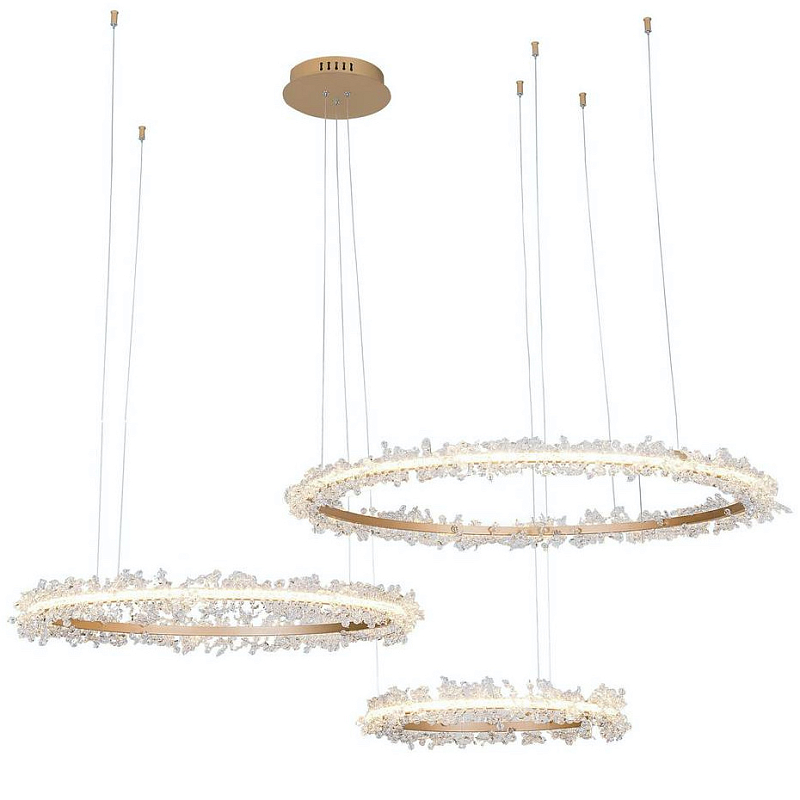 Люстра Shining Rings Trio Золотой Прозрачный Люстра Shining Rings Trio Золотой Прозрачный в Омске | Loft Concept