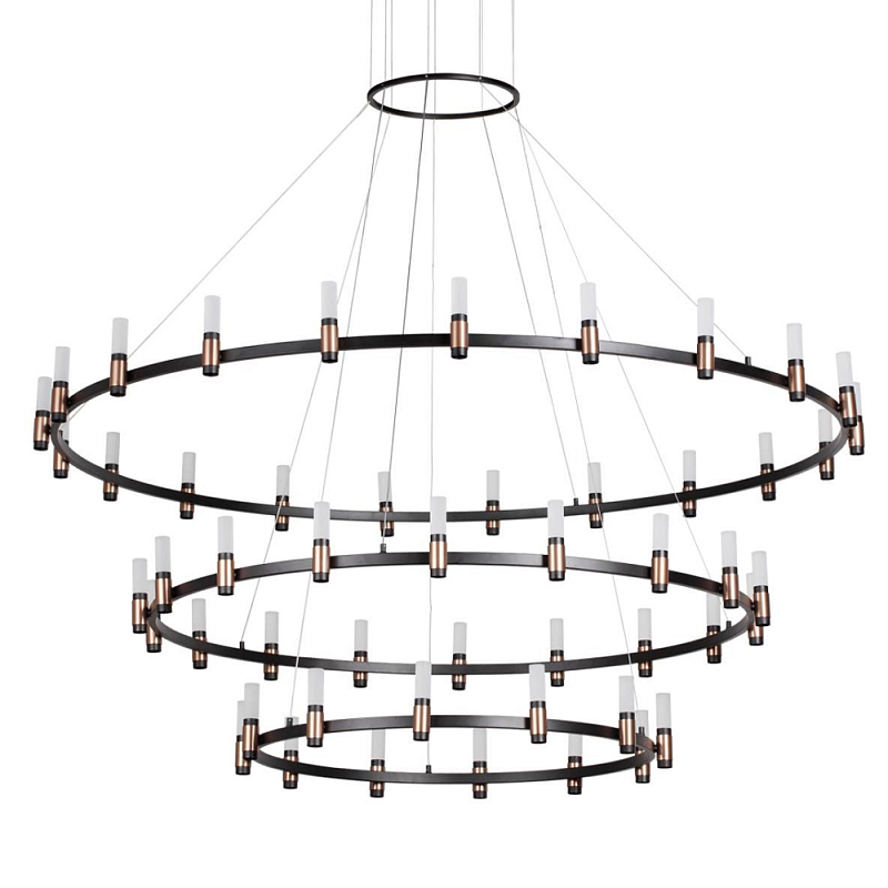 Люстра подвесная с тремя круглыми ярусами и цилиндрическими плафонами Arnaut Light Черный Белый в Омске | Loft Concept 