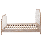 Кровать двуспальная светло-бежевая с основанием из массива дуба с мягким изголовьем Flax Beds варинант исполнения - 2 | Loft Concept в Омске