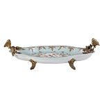 Блюдо овальное из голубого фарфора с ручками в виде бабочек и цветочным рисунком Blue Garden варинант исполнения - 1 | Loft Concept в Омске