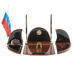 Настольный письменный набор с часами из природного камня обсидиана Oval Office варинант исполнения - 1 | Loft Concept в Омске