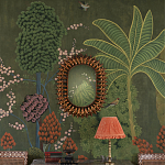 Обои ручная роспись Malwa Original colourway on Olive tobacco варинант исполнения - 1 | Loft Concept в Омске