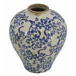 Ваза округлой формы с синим цветочным узором Blue & White Ornament  варинант исполнения - 1 | Loft Concept в Омске