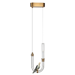 Подвесной светильник с декоративной фигуркой птицы на прозрачной изогнутой трубке Ganthea варинант исполнения - 2 | Loft Concept в Омске