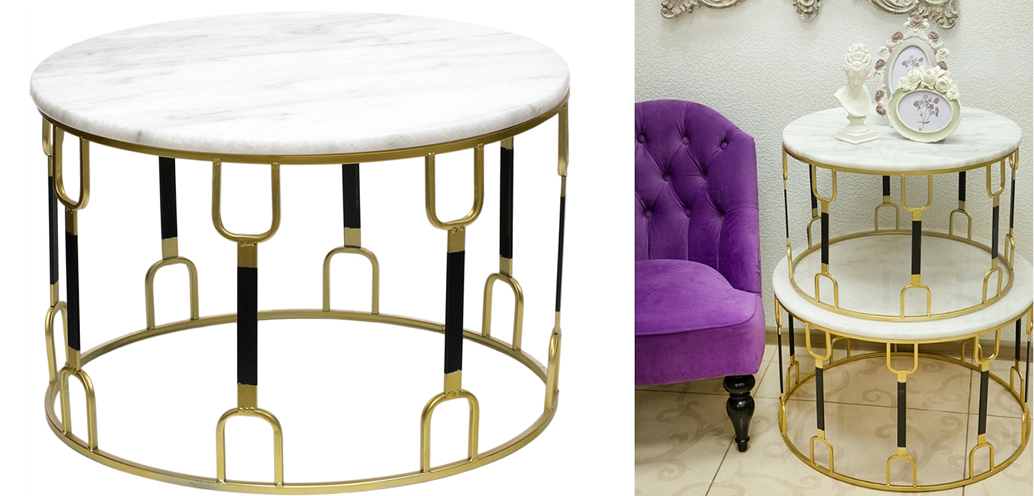 Приставной стол Dorius Side Table white marble Приставной стол Dorius Side Table white marble - Loft-Concept в Омске