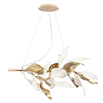 Люстра подвесная с декоративными белыми и золотыми листьями на текстурном основании Wintery flovers варинант исполнения - 1 | Loft Concept в Омске