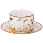 Чайная пара из фарфора с изображением собаки и уток 300 мл Hunting Porcelain Collection варинант исполнения - 2 | Loft Concept в Омске