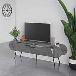 ТВ-тумба серая с 2-мя откидными дверцами и 2-мя открытыми полками CAPSULE TV STAND RETRO GREY варинант исполнения - 2 | Loft Concept в Омске