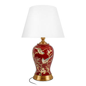 Настольная лампа бордовая с изображением птиц Slip Away