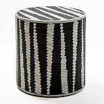 Приставной круглый столик с инкрустацией Black and White Geometry Stool варинант исполнения - 1 | Loft Concept в Омске