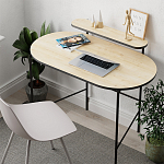 Стол письменный овальной формы с полкой LOUB WORKING TABLE BLACK OAK варинант исполнения - 5 | Loft Concept в Омске
