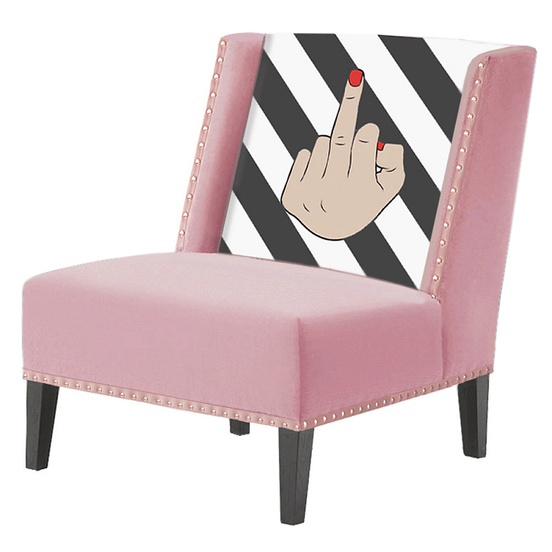 FUN Armchair "fuck off" pink  Дизайнерское кресло с цветным принтом Розовый пастельный в Омске | Loft Concept 