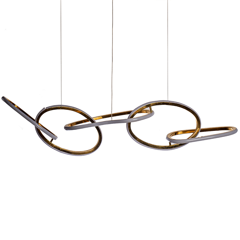 Люстра подвесная золотая в форме изогнутых колец Curved Rings Золотой Люстра подвесная золотая в форме изогнутых колец Curved Rings Золотой в Омске | Loft Concept