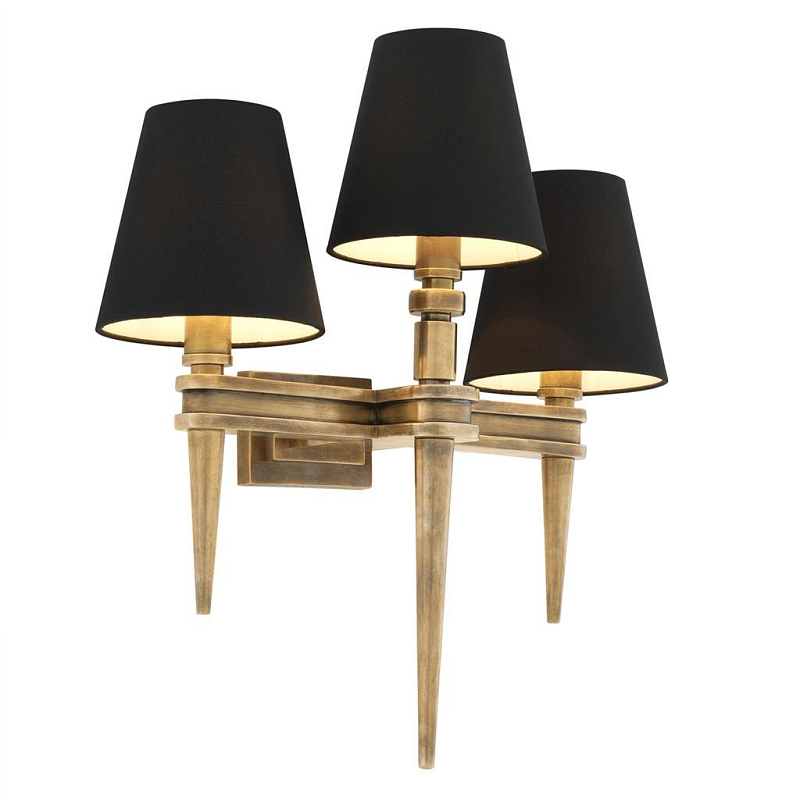 Бра Wall Lamp Waterloo Triple Brass Черный Латунь Античная полированная в Омске | Loft Concept 