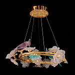 Люстра круглая на золотом каркасе с птичками и цветочным декором Miscellaneous herbs варинант исполнения - 5 | Loft Concept в Омске