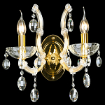 Бра с двумя лампами и крупными хрустальными подвесками на золотом основании Crystal lamps варинант исполнения - 2 | Loft Concept в Омске